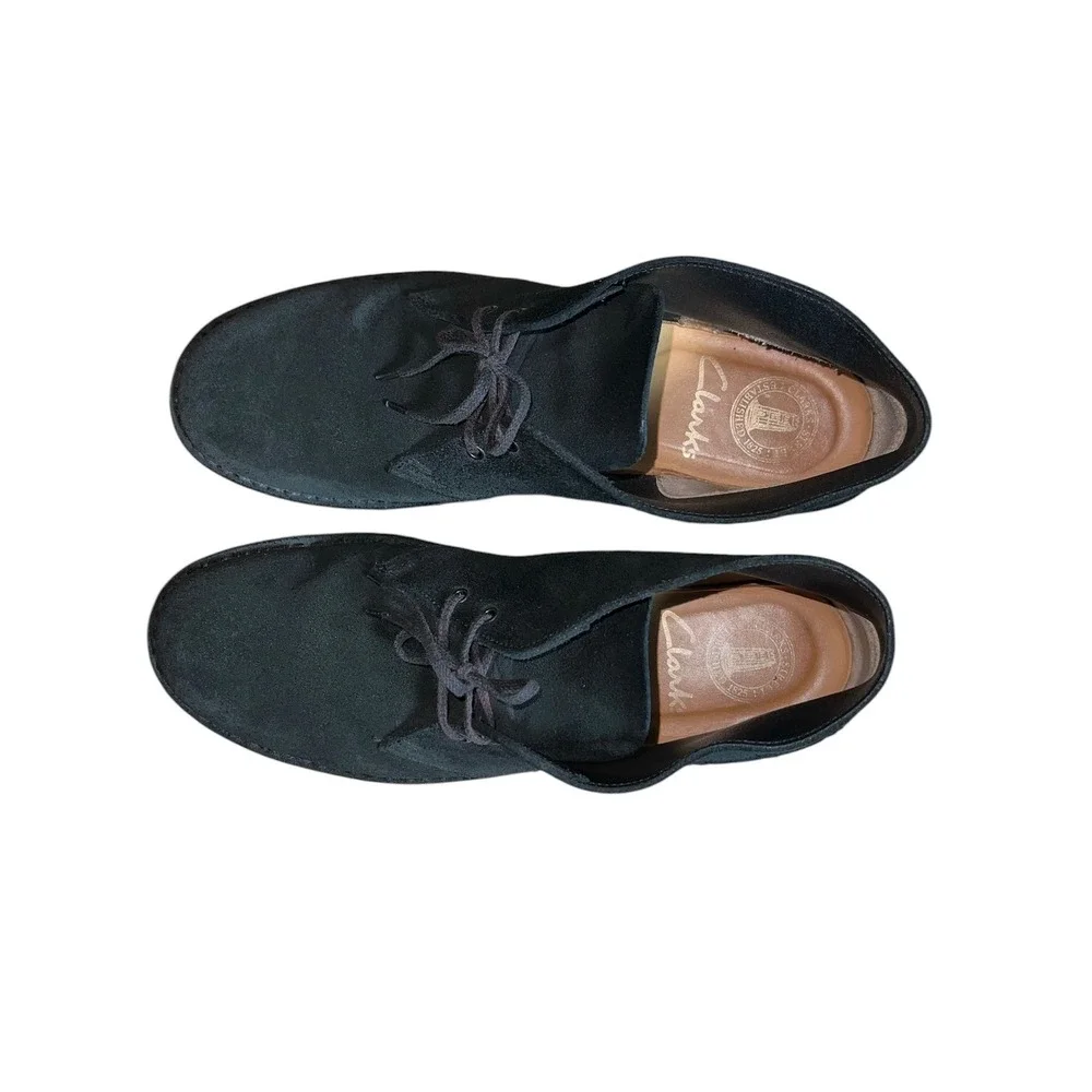 Clarks Desert Boot Mens Size 9 Black Suede Chukka Crepe Sole Mid Top Shoes